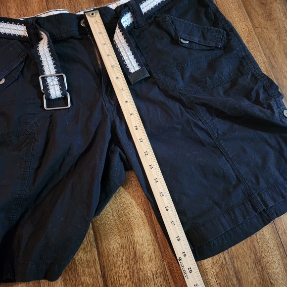 Suko Jeans Black Cargo Shorts with Belt Women's 16W Utility Pockets - Picture 7 of 7